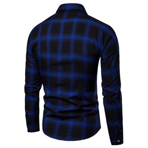 Cross-border Amazon Foreign Trade European and American Style Men's Spring/Fall New Korean-style Trendy Long-sleeved Plaid Shirt Men's Shirt