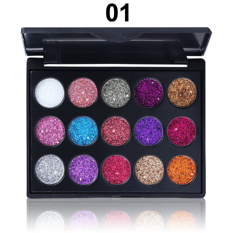 New Style 15 Colors Shiny Sequins Glitter Powder Eye Shadow Plate display picture 3