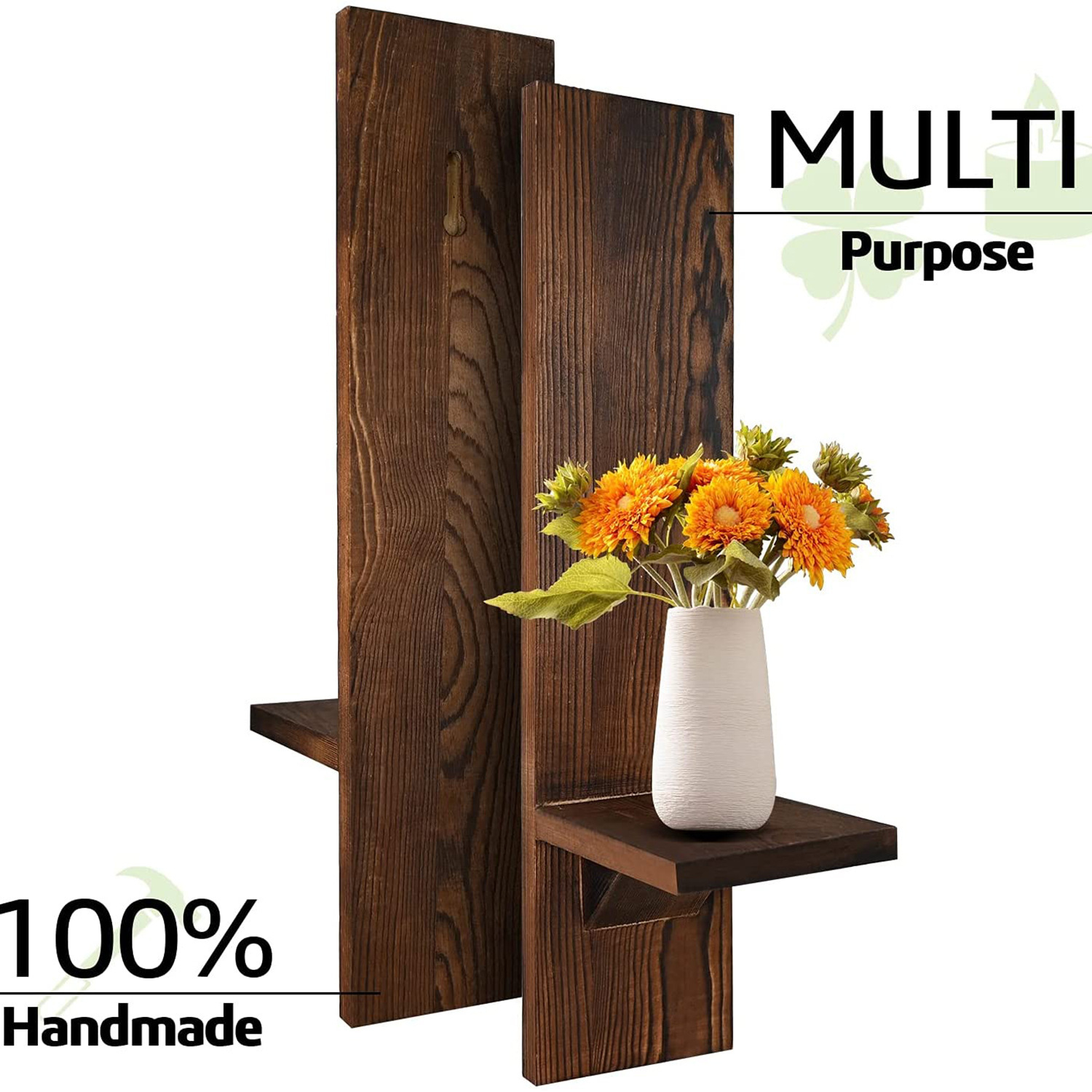 Wooden Candle Holder Floating Rack Cross-border Wholesale Wall-mounted Country Column Candle Holder Hanger for Farmhouse Wall Decoration