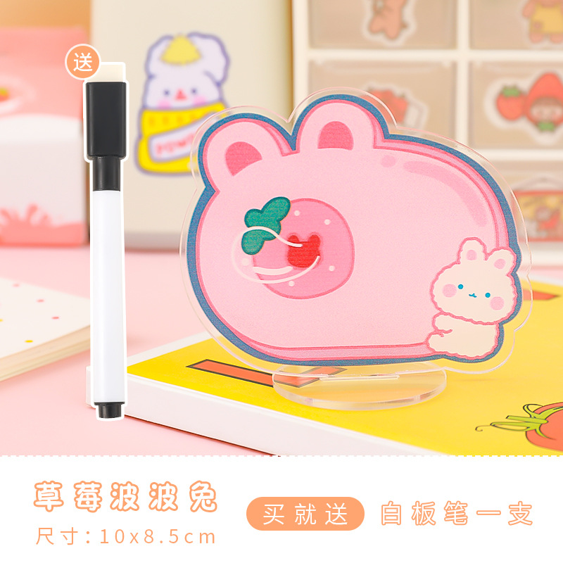 Tablero de notas de acrílico de escritorio lindo tablero de mensajes memorándum borrable tablero de escritura de soporte de pizarra para el hogar