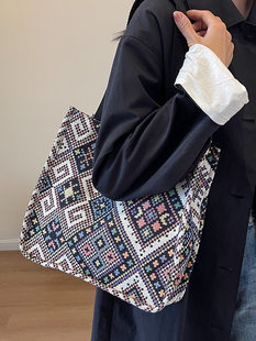 Fashionable capacious shoulder bag, ethnic handheld one-shoulder bag for mother and baby, city style, ethnic style