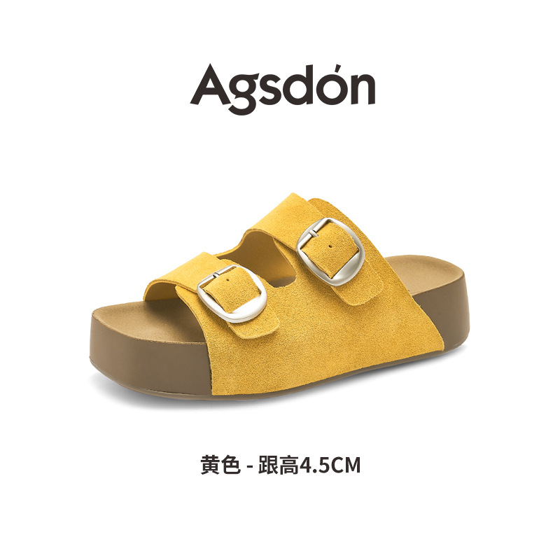 Augustion zapatillas de suela gruesa para mujer, 2025 nuevas sandalias y zapatillas de verano de Birken, sandalias de playa de un pie, marea