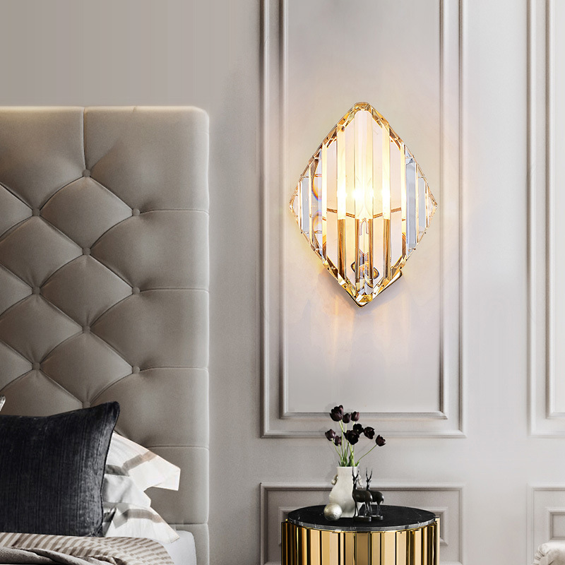 Light Luxury Post-modern Living Room Crystal Wall Lamp Simple And Elegant Creative Personality Bedroom Bedside Aisle Background Wall Lamp