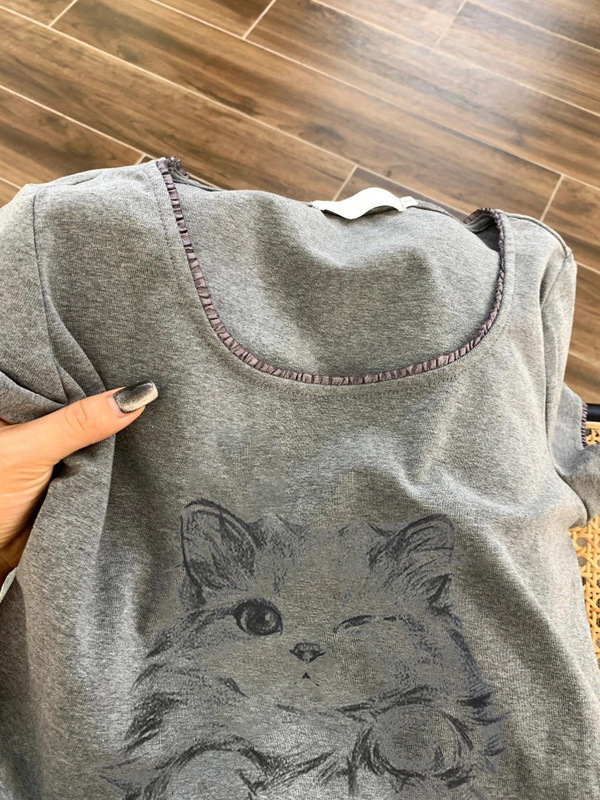 2026 New Model 150kg Extra Large Size Pure Cotton Sweet and Spicy Girl Style European Lace Trim Stylish Unique Short-Sleeve T-Shirt