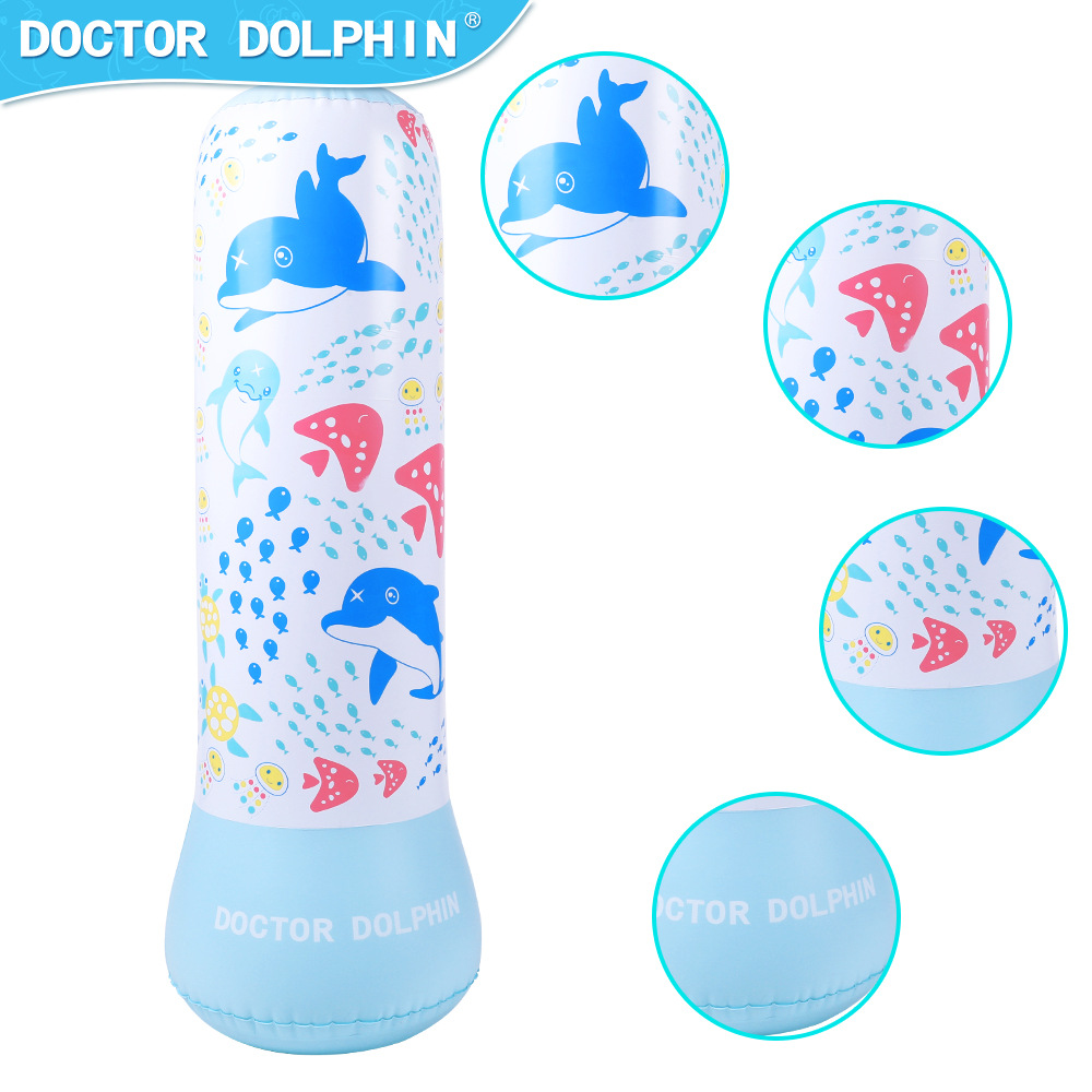 Doctor Dolphin | Columna de boxeo inflable para niños 125cm Columna de boxeo para niños Vaso vertical cilíndrico