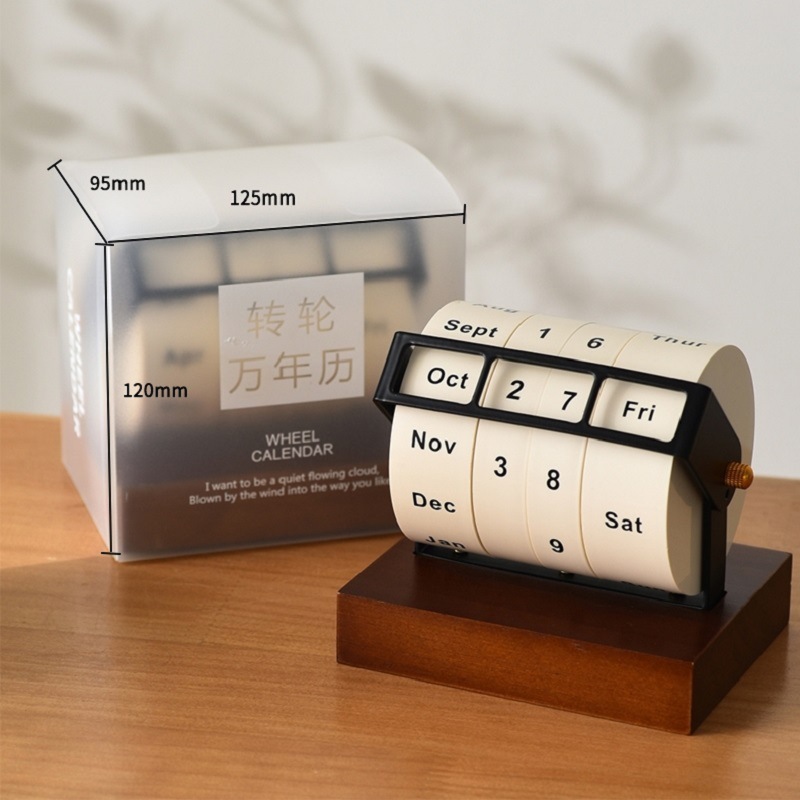 新款日历转轮万年历大号创意旋转办公桌面摆件台历可定 制|undefined