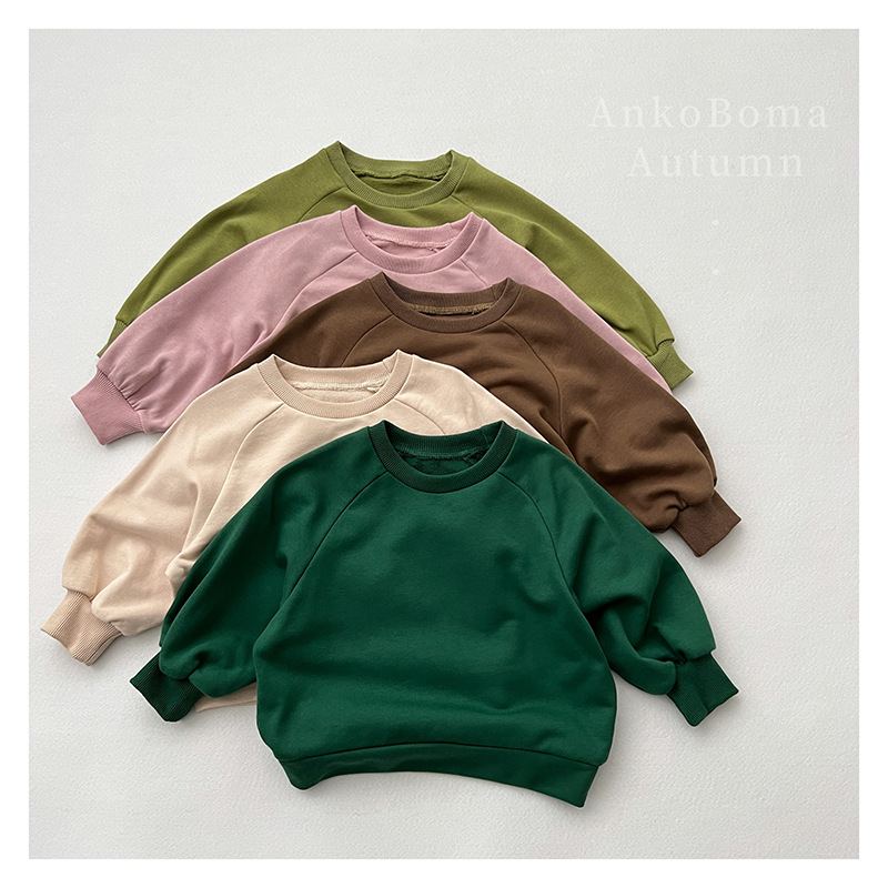 Spring and Autumn Children's Hoodie - New Design, Unisex Retro Solid Color Casual Hooded Top for Toddlers, Baby Kindergarten Loose Sweatshirt