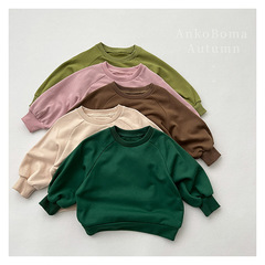 Spring and Autumn Children's Hoodie - New Design, Unisex Retro Solid Color Casual Hooded Top for Toddlers, Baby Kindergarten Loose Sweatshirt