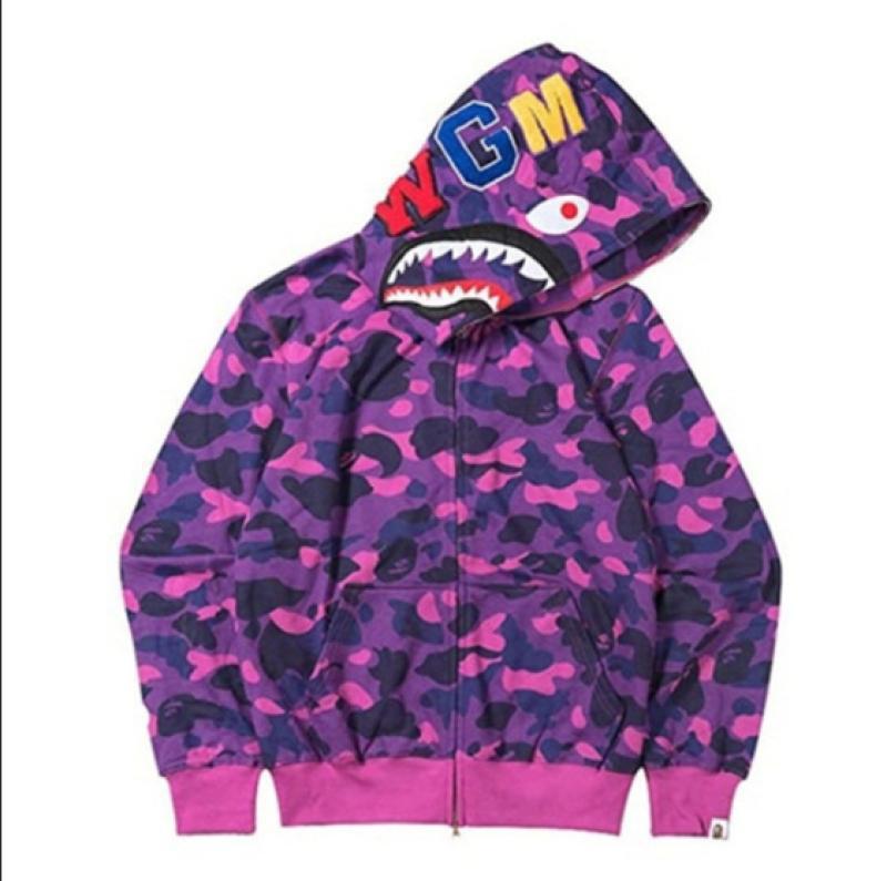 Foreign Trade Cross-Border European and American 2025 Hot-Selling Bape Shark Head Ape Head Sweatshirt 3D Sweatshirt Full Hood Zipper Hoodie