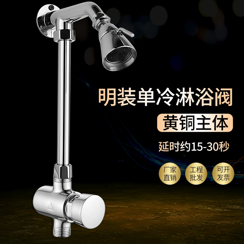Public Bathhouse Press-Activated Delay Shower Valve Single Cold Water Faucet Outdoor Beach Swimming Pool Self-Closing Showerhead Public Bathhouse Press-Activated Delay Shower Valve Single Cold Water Faucet Outdoor Beach Swimming Pool Self-Closing Showerhead