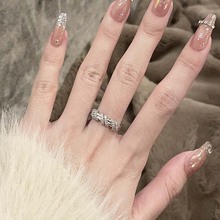 小众款韩版满钻戒指女缠绕高级开口指环小众设计ins轻奢学生饰品