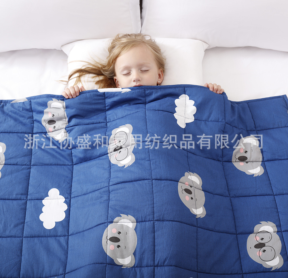 Suministro directo de fábrica edredón de gravedad impresión de algodón manta de gravedad cuentas de vidrio suave para niños weighted blanket