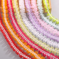 新款彩色褶皺無彈雪紗花邊手工diy服飾木耳打折花邊帶輔料批發