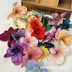 仿真绒布洋兰花朵diy新娘发饰簪花配件花头婚庆家居礼盒装饰假花