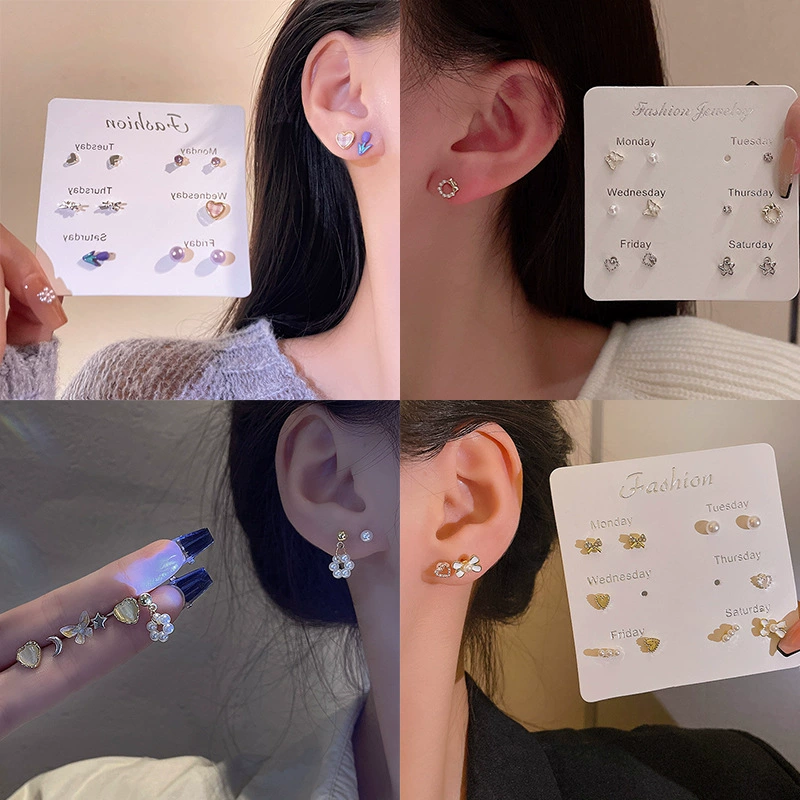 Small set, fashionable design earrings, silver 925 sample, simple and elegant design, light luxury style, high-quality style, trend of season