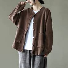 非实拍2025秋冬新款复古全棉针织开衫外套女宽松休闲棒球服