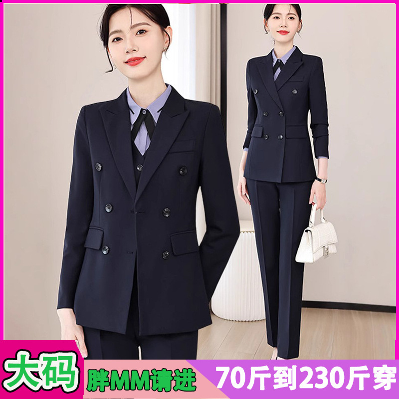 Business Suit suit Women's Extras Size Spring and Autumn New Exam Interview Dress Work Clothes Suit Jacket Spring