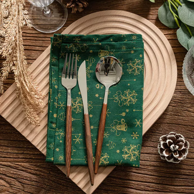 Imanquiyun Printed Gold Powder Christmas Food Photography Background Cloth Napkin Baking Props Factory Direct Supply
