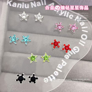 Cross-Border New Product Japanese Five-Pointed Star Nail Art Jewelry Colored Diamond Sailor Moon Star Alloy Nail Diamond Jewelry Wholesale