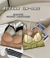 Sexy cross-beautiful back-wrapped chest tube top outer camisole gathered anti-exposure fixed cup all-in-one underwear for women
