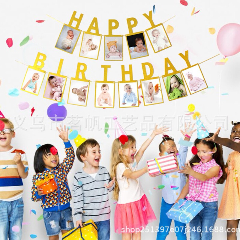 Children's and Adults' Birthday Party Photo Wall Banner Display Partydiy Photo Frame Garland Indoor Children's and Adults' Birthday Party Photo Wall Banner Display Partydiy Photo Frame Garland Indoor