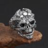 Retro Thai Silver Exaggeration Domineering Skull Ring s925 Thai Silver man Opening adjust Ring Personalized popular