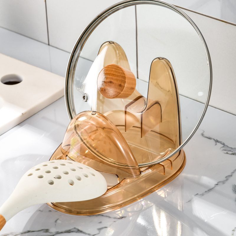 Light luxury transparent pot cover rack kitchen table storage rack household spatula soup spoon widened and deepened cutting board storage rack