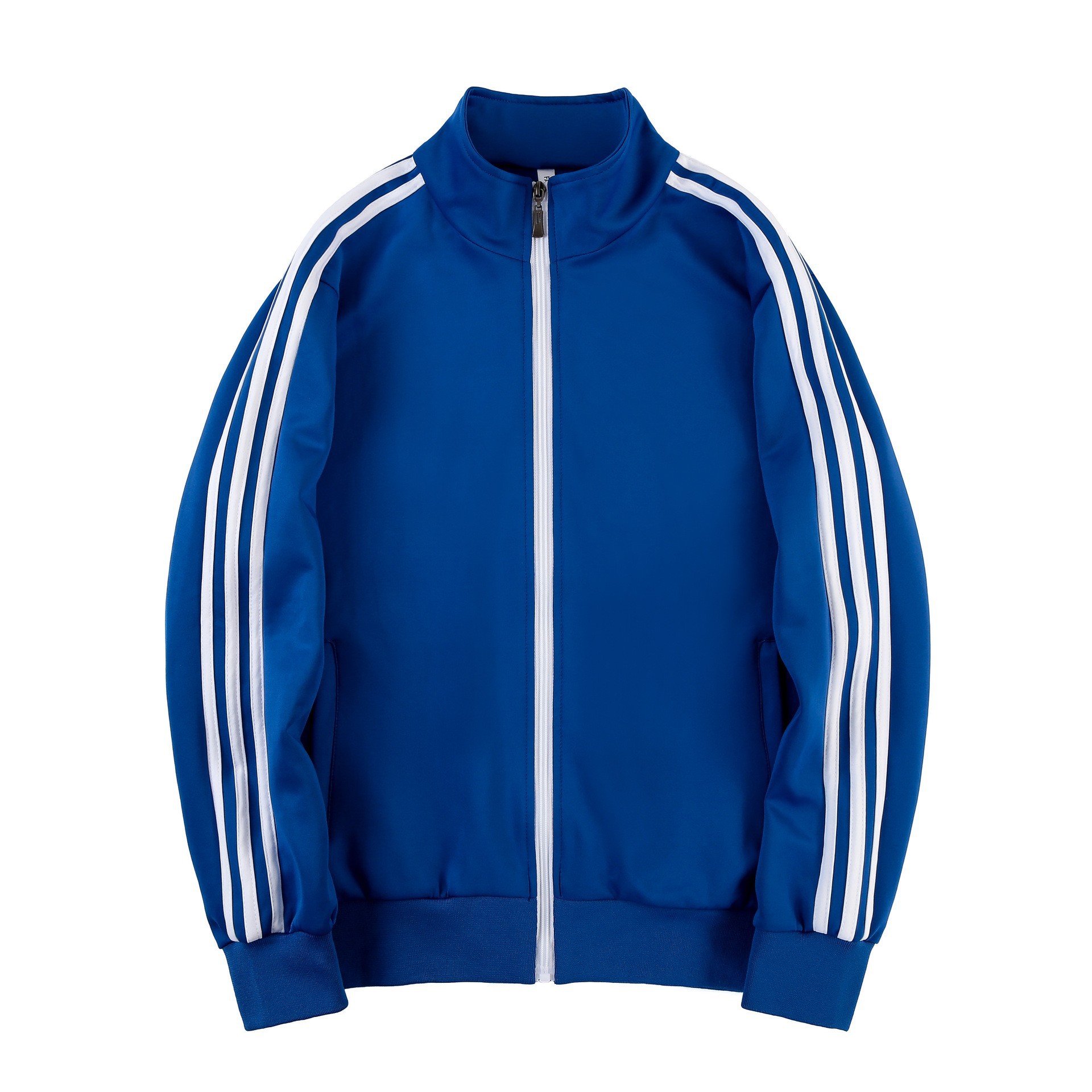 Primavera y otoño transfronterizos chaquetas deportivas parejas americanas de moda casuales de tres barras suéter chaqueta de béisbol de mujer