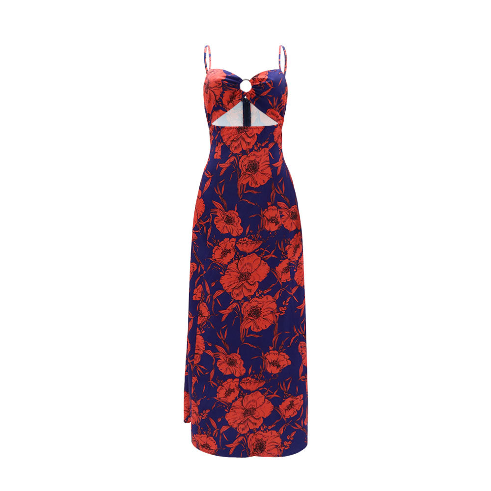 High Waist Waist Line Wholesale Women's Elegant Painted Flower Daily Strap Sleeveless Regular Dress