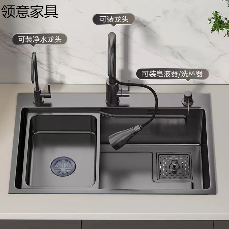 纳米手工水槽加厚大单槽304不锈钢洗碗家用厨房洗菜盆全套一整套|undefined