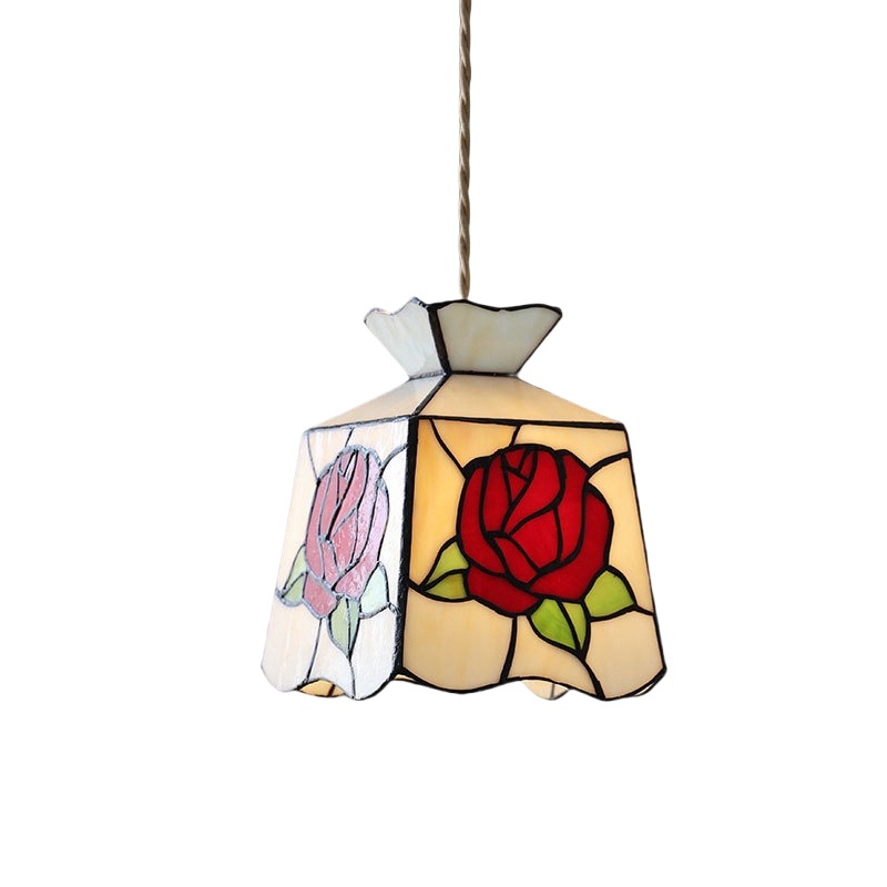 Tiffany Retro Latón Vidrio Antiguo Casa de familia junto a la cama Café Bar Restaurante Bar Salón de té Araña