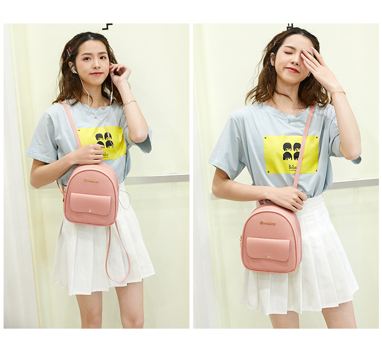 Factory Wholesale Daily Backpack Mini Korean Style Lychee Pattern Small Bag  New Simple Women's Small Backpack display picture 1