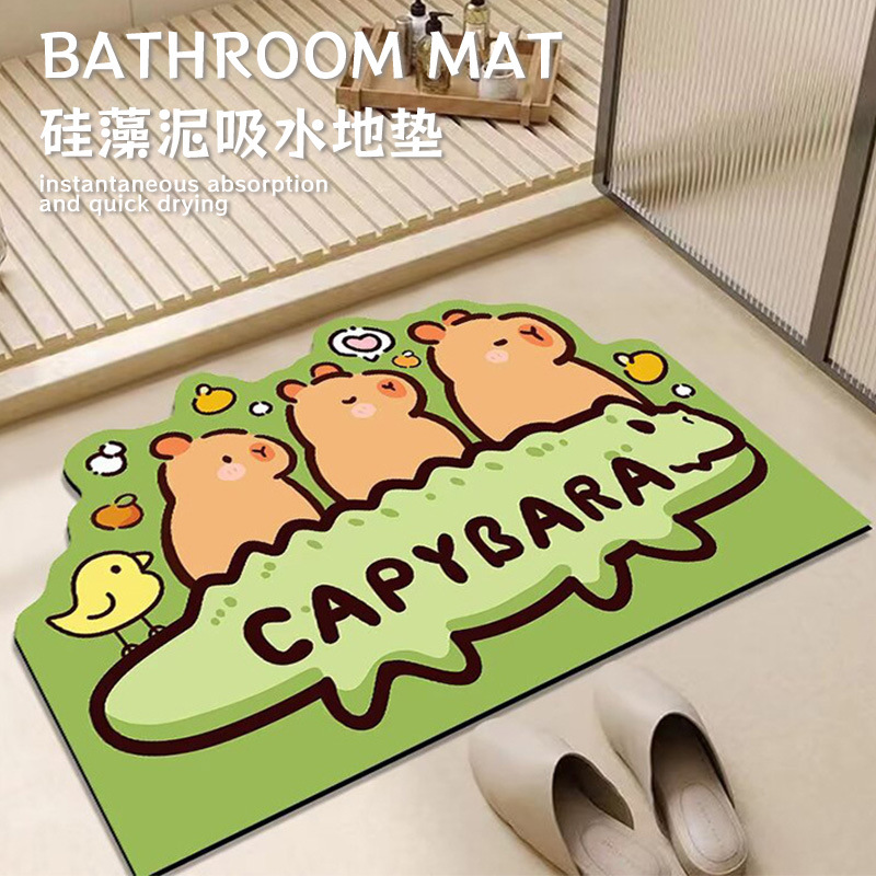 Ins 만화 욕실 Diatom 진흙 물 흡수성 빠른 건조 바닥 매트 가정용 욕실 화장실 문 매트 미끄럼 방지 바닥 매트