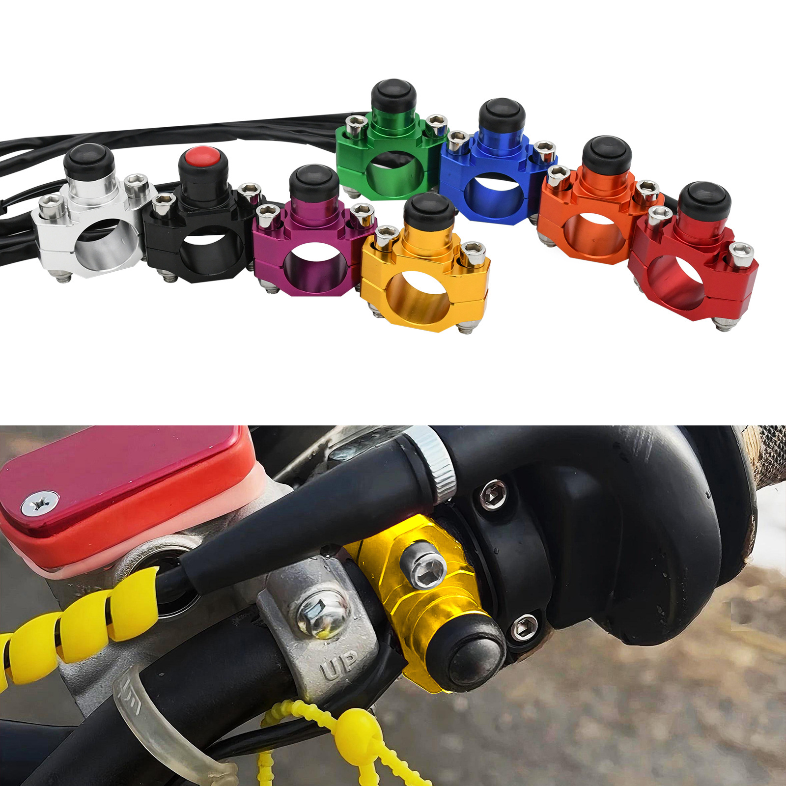 Universal ignition, flameout, and start switch for off-road motorcycles, horn switch, CNC aluminum alloy modification accessory, self-resetting