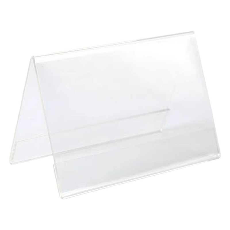 V-tipo multi-en stock de alta gama de doble cara transparente cristal Conferencia tablero Mesa tarjeta triángulo acrílico Mesa tarjeta al por mayor
