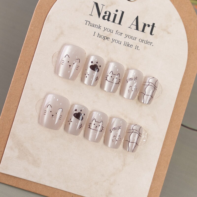 【Cat and Dog Love】Wholesale Handmade Cat-Themed Cartoon Cute Nail Stickers with a High-End Feel, Pure and Desirable 【Cat and Dog Love】Wholesale Handmade Cat-Themed Cartoon Cute Nail Stickers with a High-End Feel, Pure and Desirable