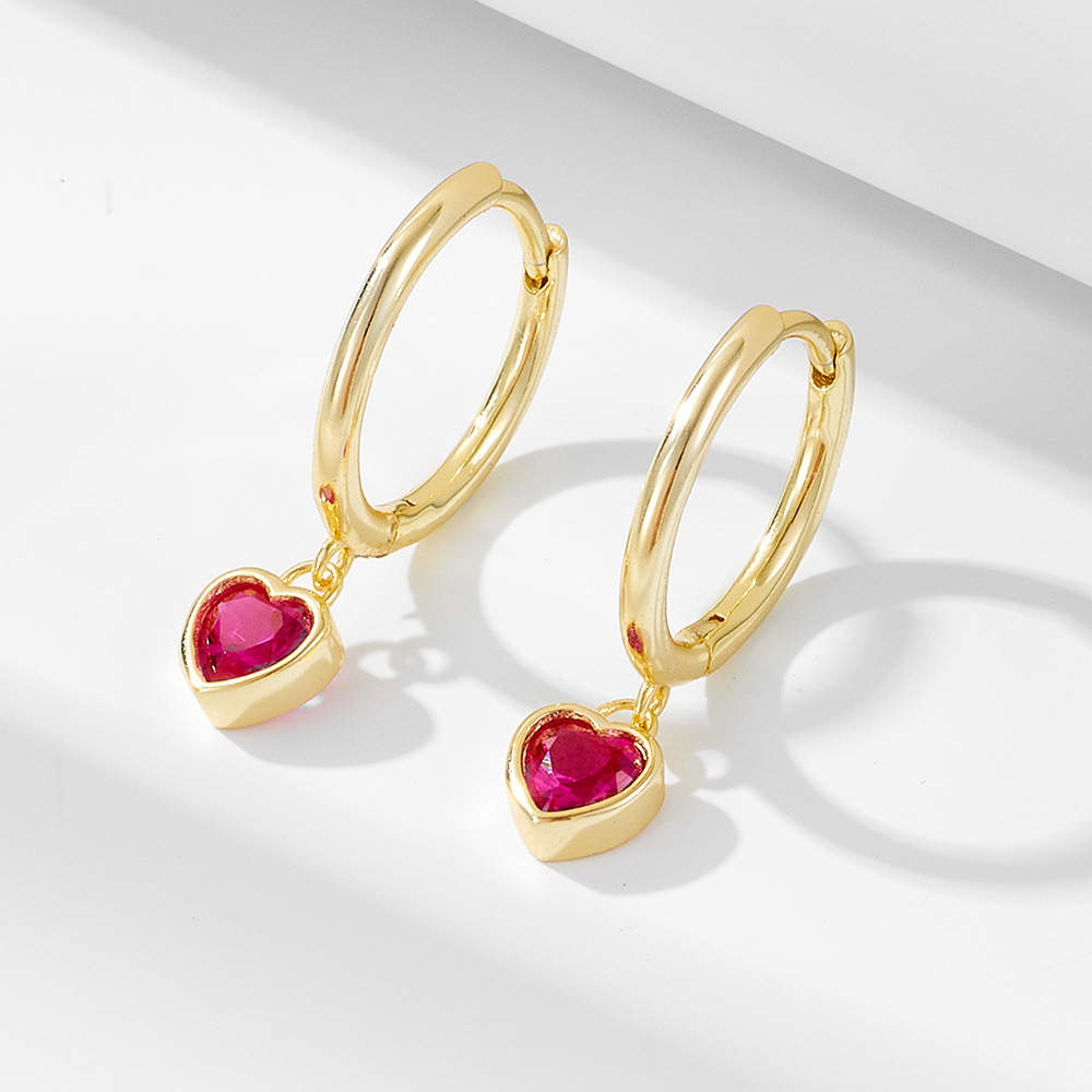 925 Sterling Silver Material 1 Pair 925 Sterling Silver Zircon Heart Shape Drop Earrings