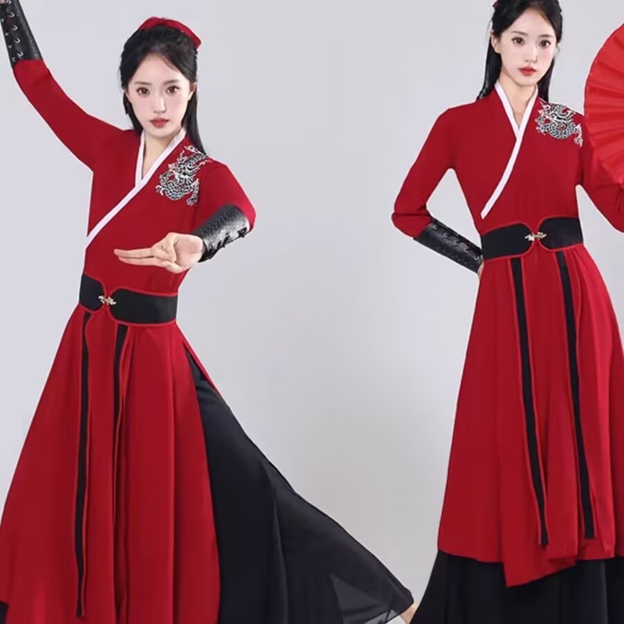 雪龙吟古典舞蹈演出服女扇子舞艺考夏辉老师同款古装侠客表演服装