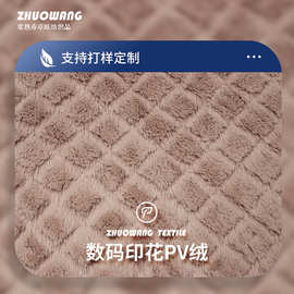 厂家供应刷花PV绒兔毛印花pv绒床上用品家居服服装面料  pv绒布料