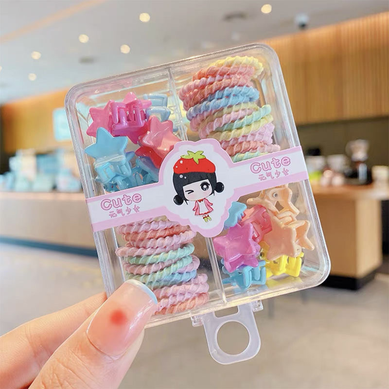 Anillo de pelo para niños horquilla en caja anillo de toalla de pulgar elástico alto clip de pelo de conejo cuerda de pelo de niña accesorios para el cabello traje al por mayor