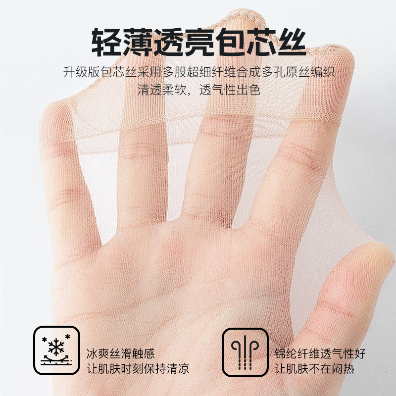 Medias cortas para mujer, estilo fino de verano, absorbente de sudor, transpirable, calcetines de cristal de alambre de acero anti-gancho, calcetines invisibles antideslizantes y resistentes al desgaste