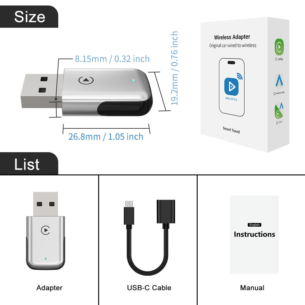 Cross-Border Carplay Box Wired to Wireless Box, Apple Android Auto Car-Machine Connectivity Box, Smart Adapter