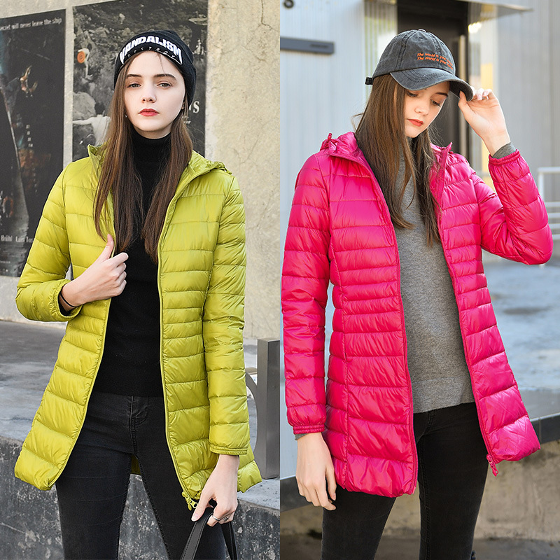 Lightweight down Jacket Women's Mid-Length Hooded 2025 Autumn and Winter New Slim Fit Lightweight Thin Large Size Outwear Off-Season
