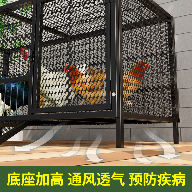 Jaula de pollo, exterior doméstico, gran tubo cuadrado, red secreta, a prueba de lluvia, rutina rural, limpieza automática de estiércol, jaula de cría, comadreja