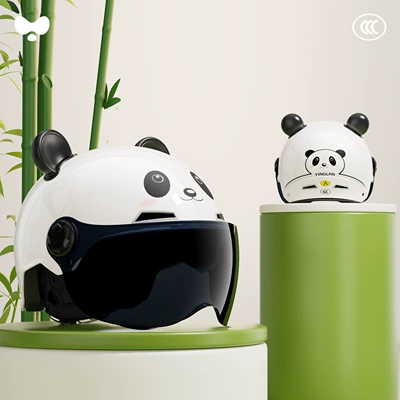 Standard 3C Certified Electric Motorcycle | Motosiklet kaskı (dəbilqə) - 3c-panda-white-sunscreen-short-glasses-category-a-new-national-standard-one-size