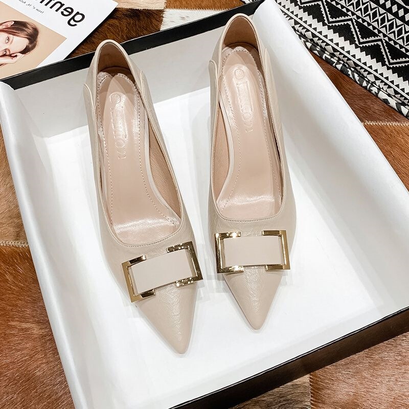 Factory direct French-style high-heeled shoes for women, thin heel, soft leather, 2026 pointed toe single shoes, new style, professional work shoes for young women