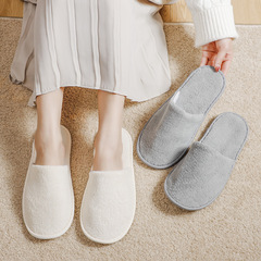 Coral Fleece Sponge Disposable Slippers Hotel Homestay Home Autumn Winter Disposable Men and Women Cotton Slippers Embroidery Logo 