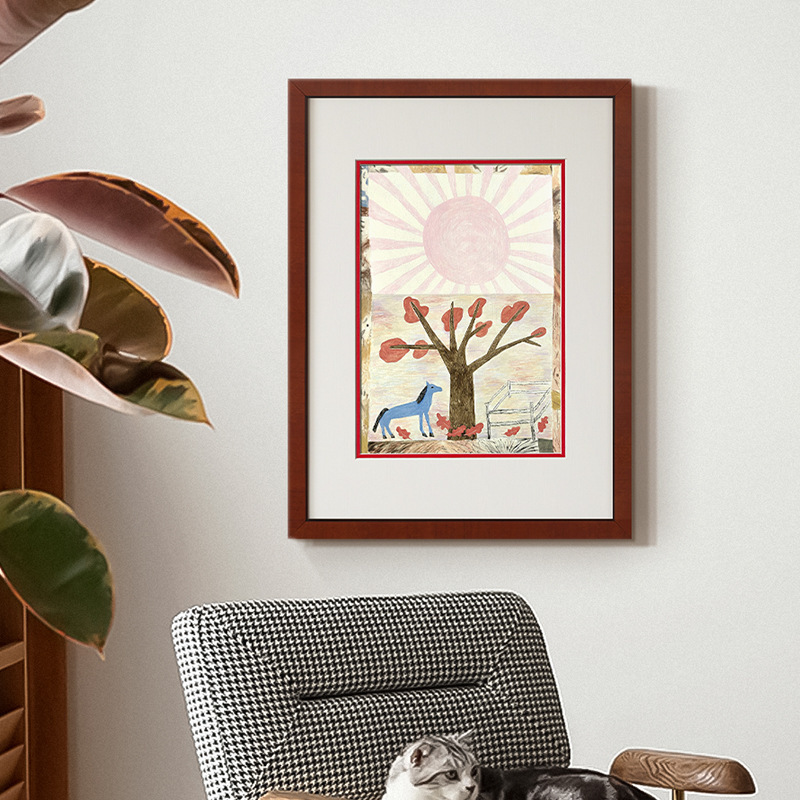 法式中古风包豪斯客餐厅装饰画现代抽象小众艺术边柜玄关挂画摆画|undefined