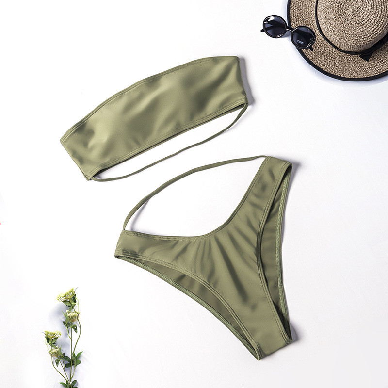 Cross-border Solid Color Bikini, European And American Style Two-piece Swimsuit For Women, New Model With Strapless_voghion.com