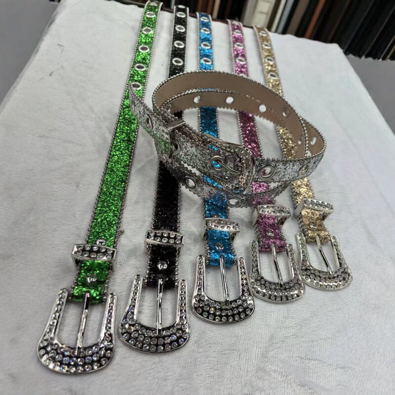 Y2K Rhinestone Belt for Women, Ins-Style Trendy Punk Metal Buckle Decorative Belt, Alloy Buckle Versatile Model